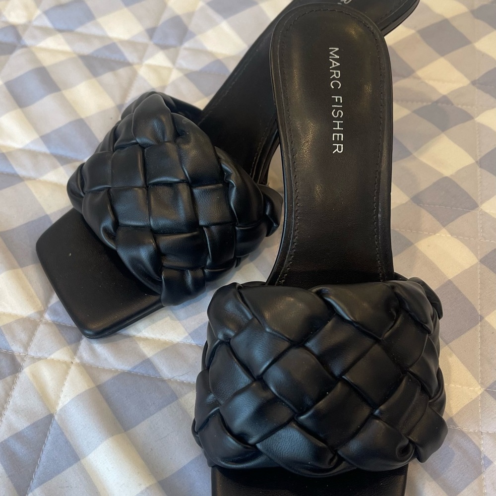 Marc Fisher Black Woven Sandals